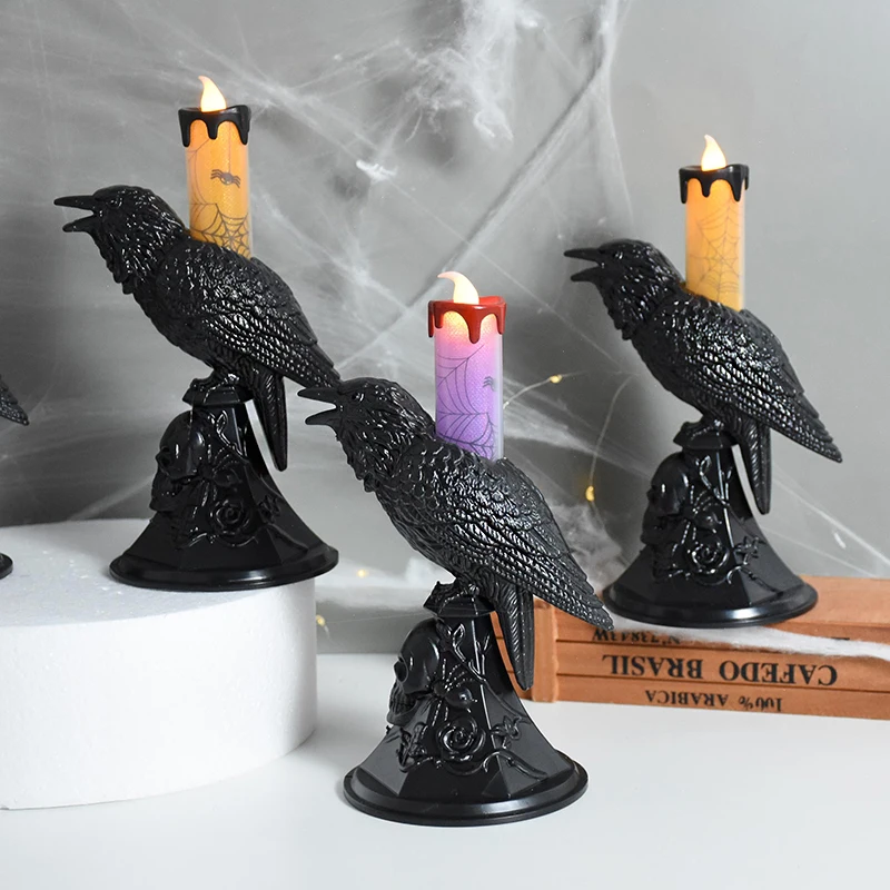 

Black Crow Candle Lamp Halloween LED Luminous Light Halloween Party Indoor Outdoor Decoration For Home Haunted House Supplies