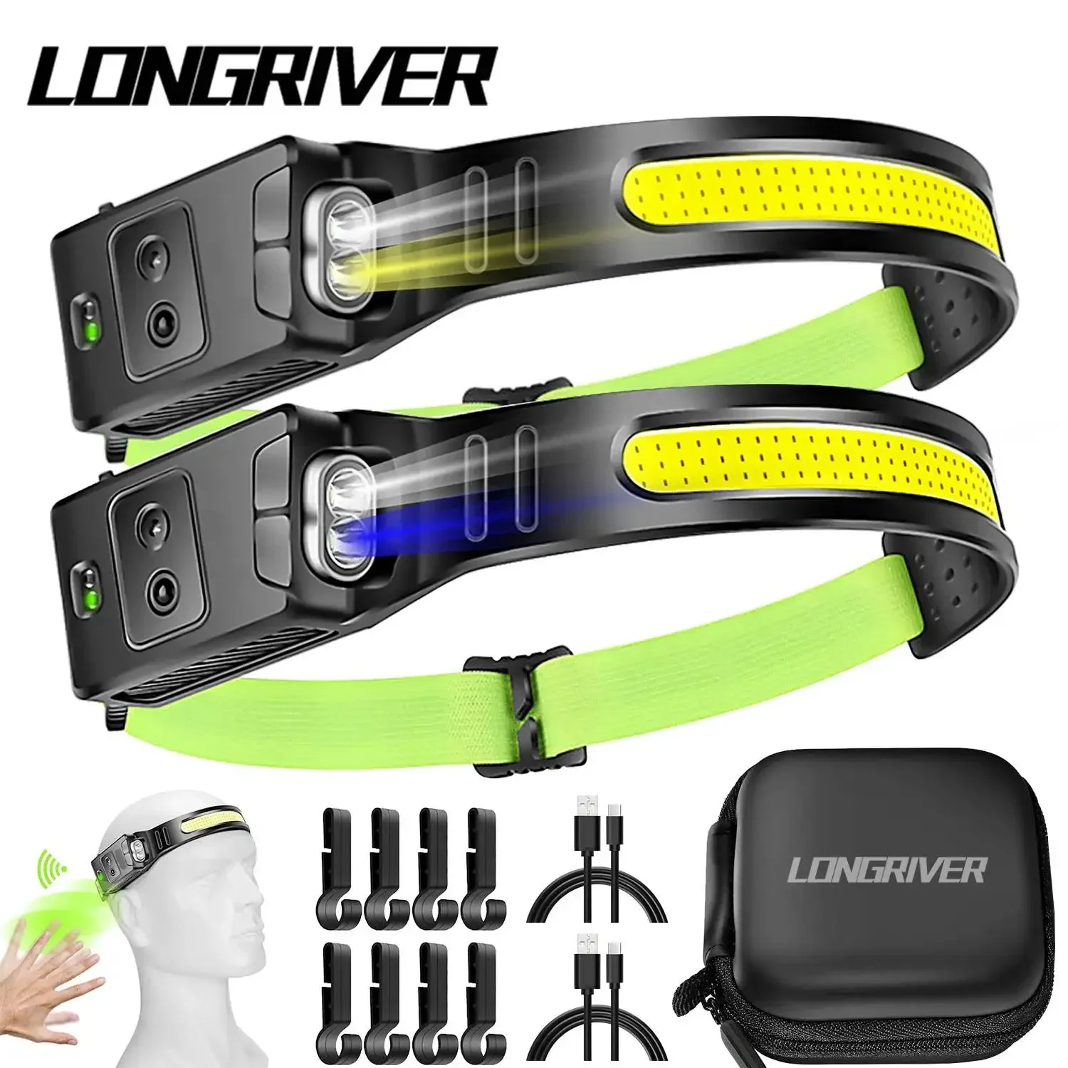 

LONGRIVER HT02 Lightweight Headlamps Sensor Headlamp Rechargeable Portable Headlight Flashlight Built in Battery Working Light