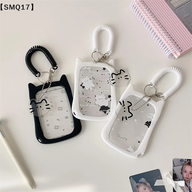 Cute Cat Photocard Holder With Elastic Rope Card Holder Idol Photo Storage Card Display Protect Pendant Bag Decor Keychain【SMQ】