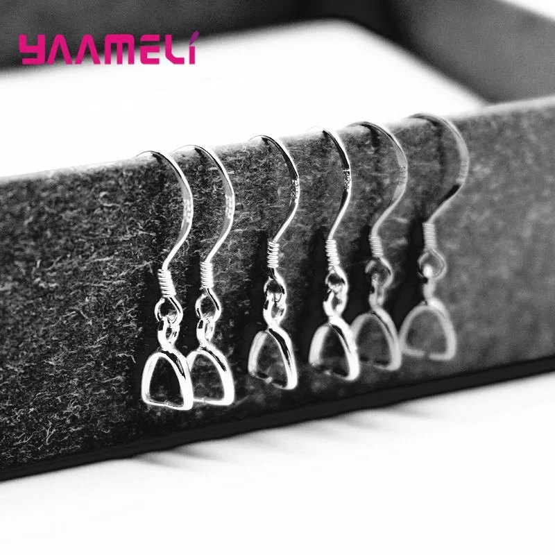 Handmade Jewelry Findings Componentes, Conector de Bail, Fecho para Brincos, 925 Sterling Silver, Atacado, 50Pcs por lote