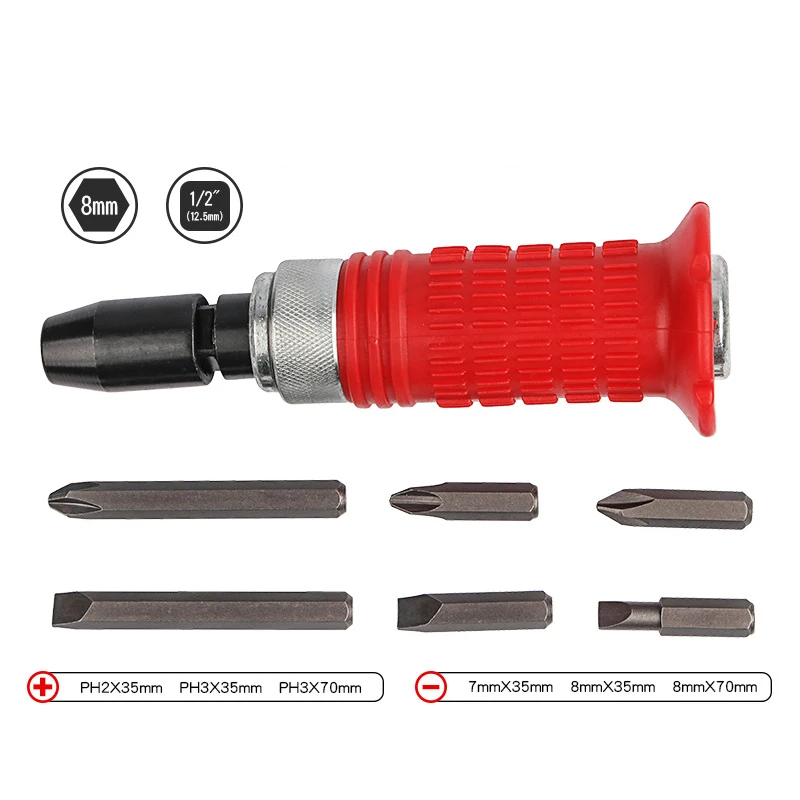 7Pcs 1/2 inch Impact ScrewdriverTool Set Impact Sliding Screw Manual Home Repair Hand Tools Professional Screwdriver kit