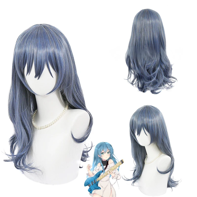 

BanG Dream! It's MyGO! Asahi Rokka Cosplay Wig Long Wavy Blue Gray Synthetic Hair for Anime Fans Halloween Party Heat-Resistant