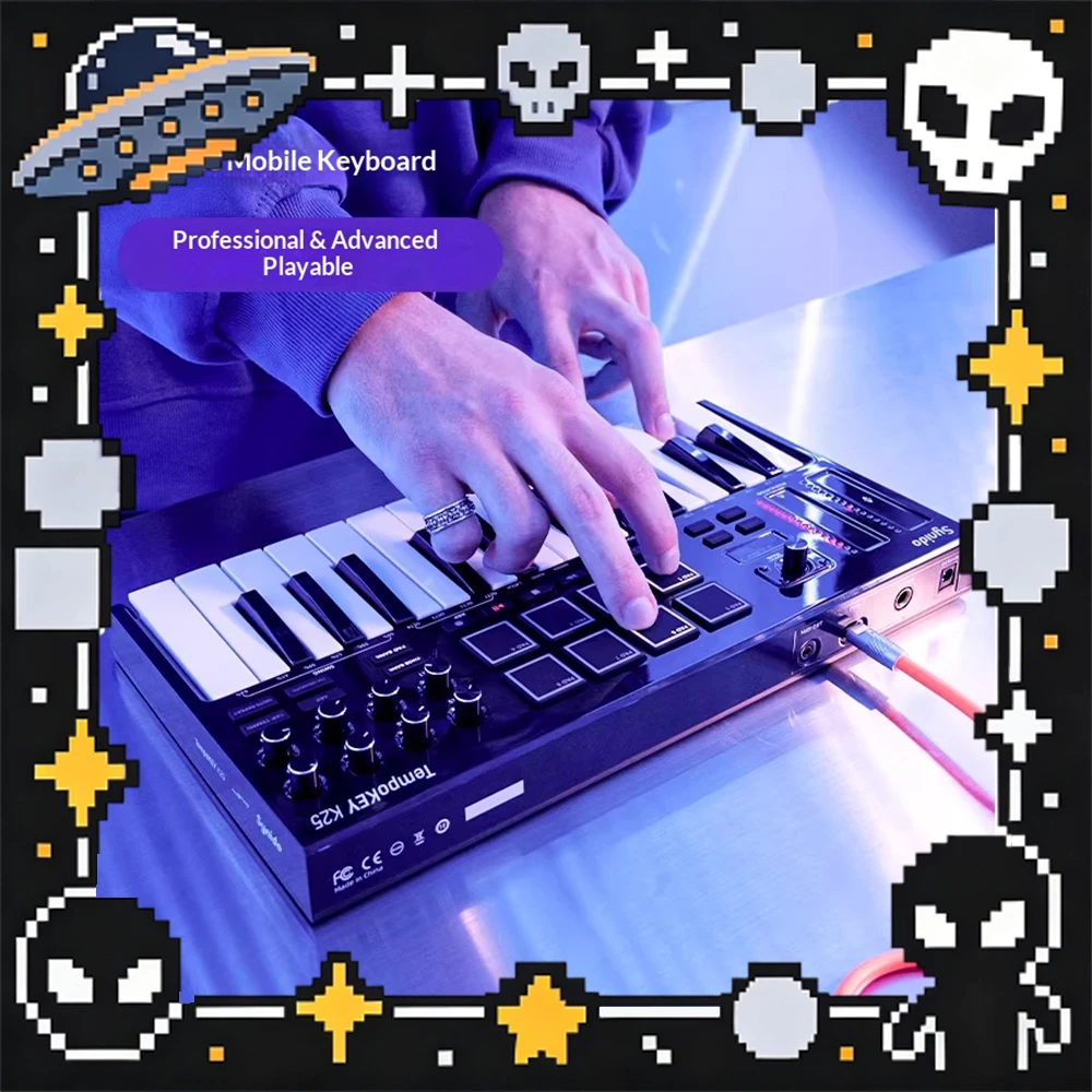 

Synido TempoKEY K25 Music Keyboard TAPTEMPO Speed Regulation Entertainment Keyboard New Design Bending Sound Reset PC Accessorie