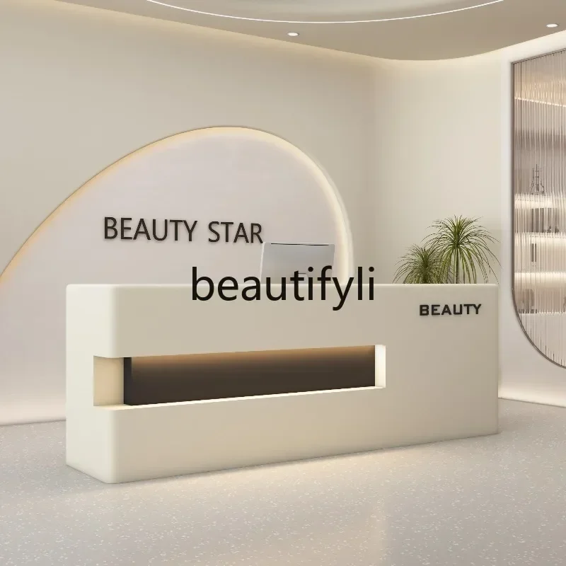 CC Beauty Salon Clothing Store Cashier Counter Simple Luxury Anti-Collision Rounded Front Desk Reception Desk