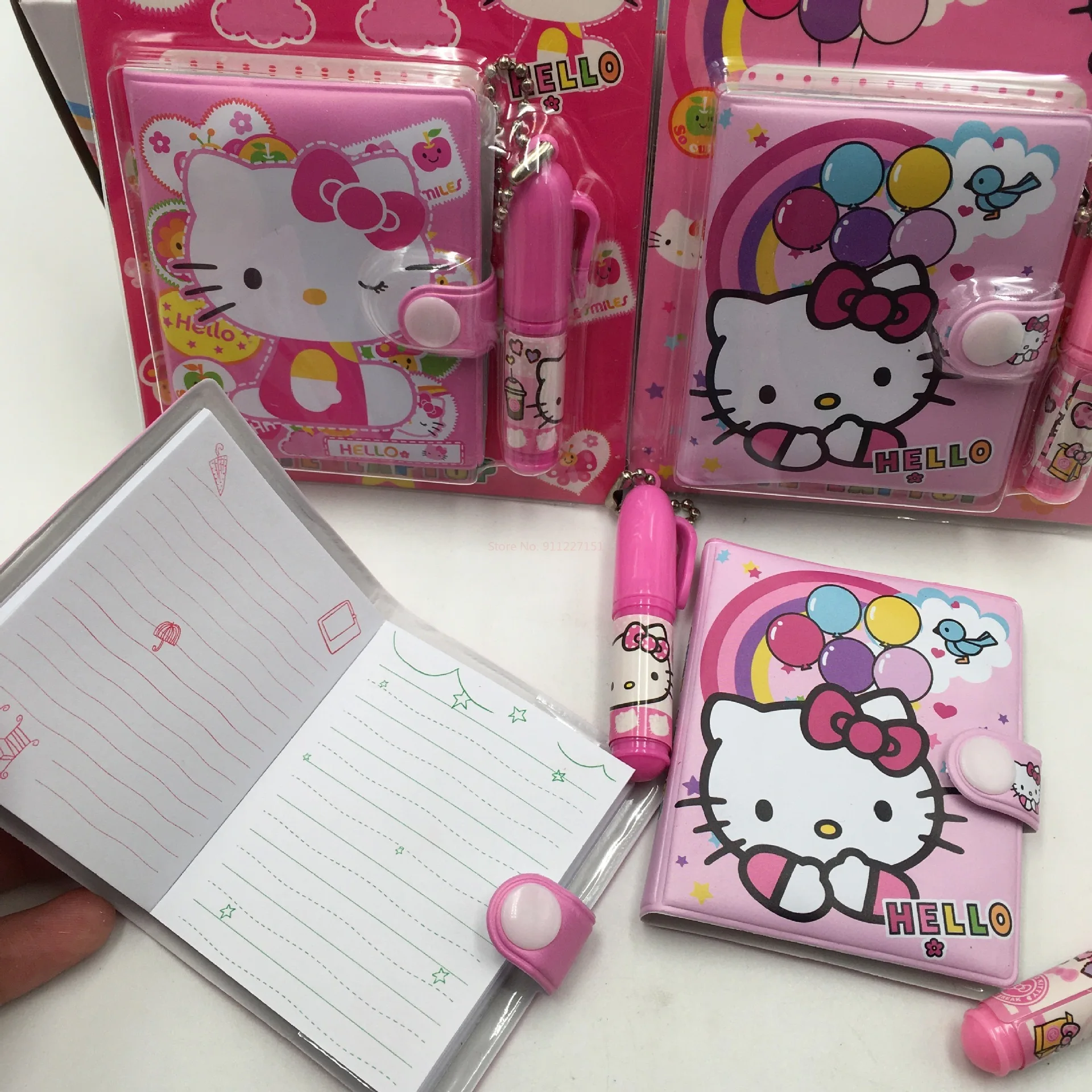 Sanrio-Folleto de papelería de Hello Kitty para niña pequeña, juego de oficina con bolígrafo, 24 piezas, venta al por mayor, suministros para