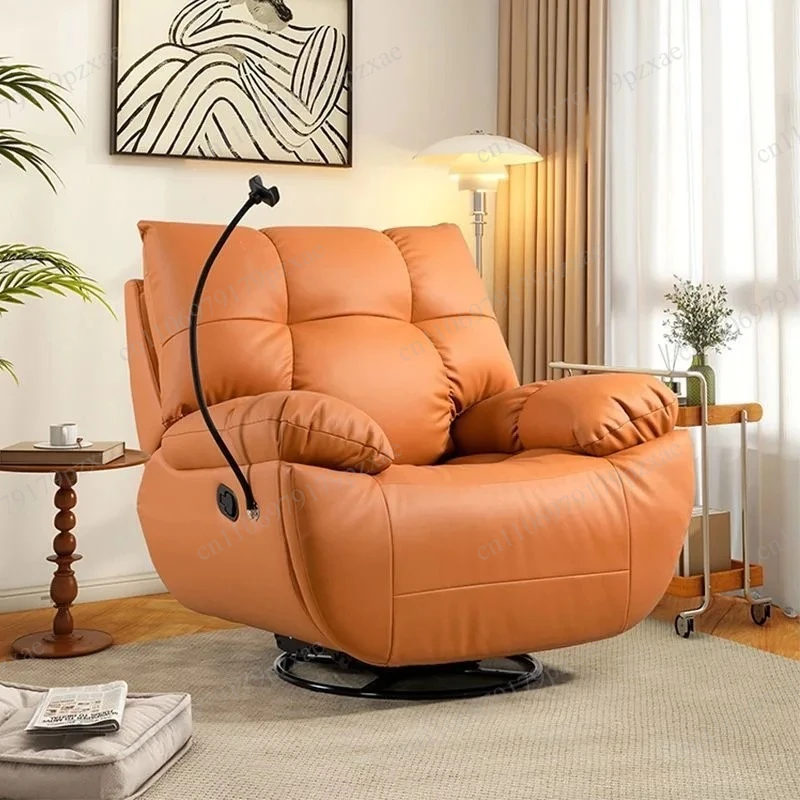 Modern Luxury Electric Swivel Single Sofa Chair, Tufted Lazy Recliner Rocking Armchair for Living Room Bedroom