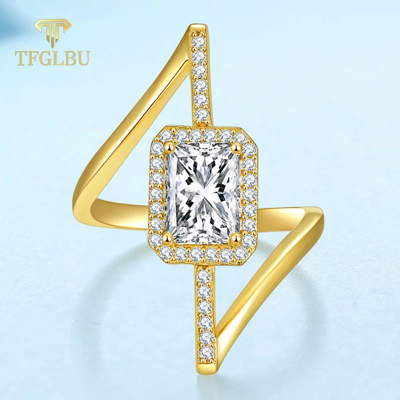 

TFGLBU 2.23CT Irregular Radiant Cut Moissanite 925 Sterling Sliver Ring for Women Diamond Band Birthday Gift Jewelry Wholesale