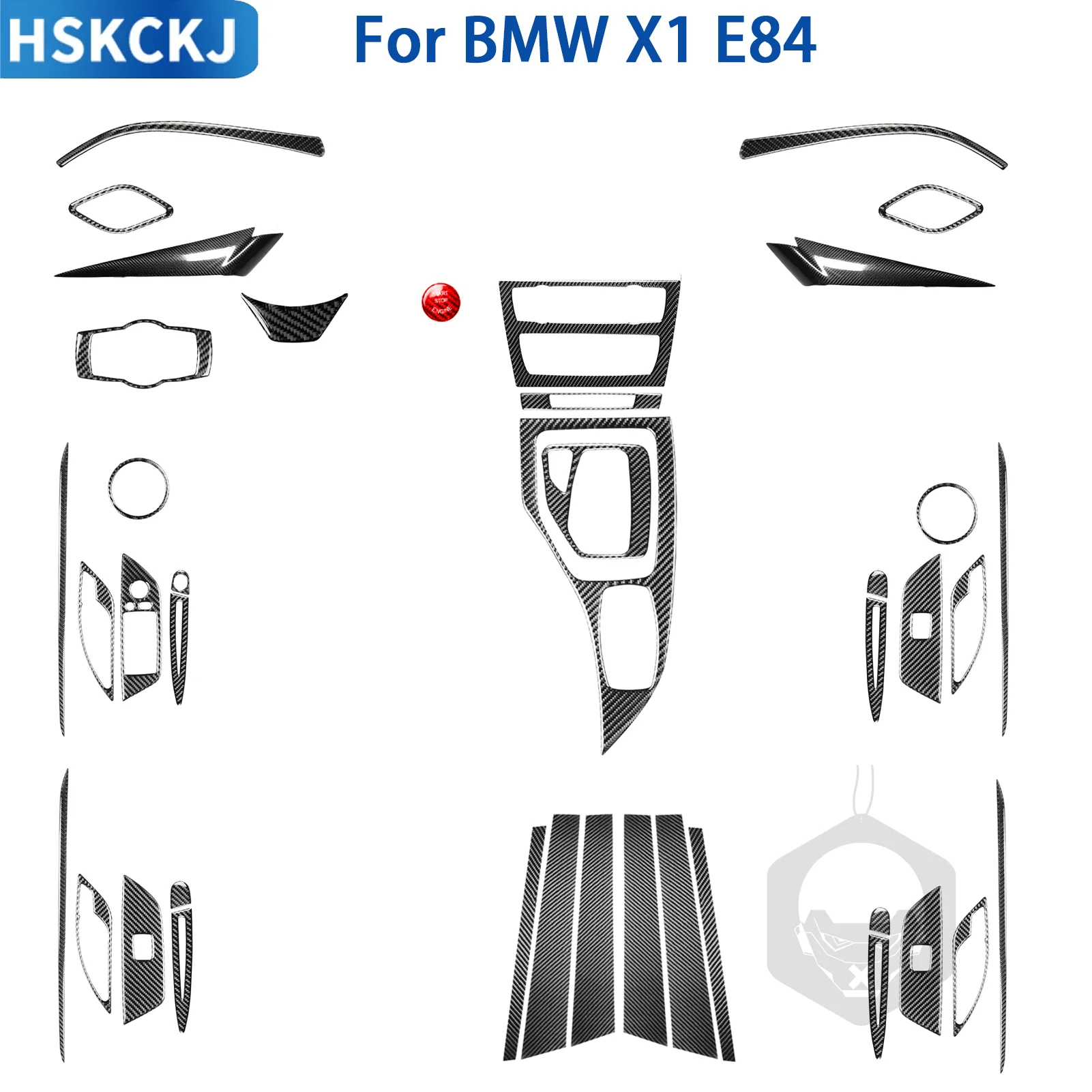 

For BMW X1 E84 2011-2015 Carbon Fiber Steering Wheel Horn Ring Center Console Gear Shift Panel Car Interior Accessories Stickers