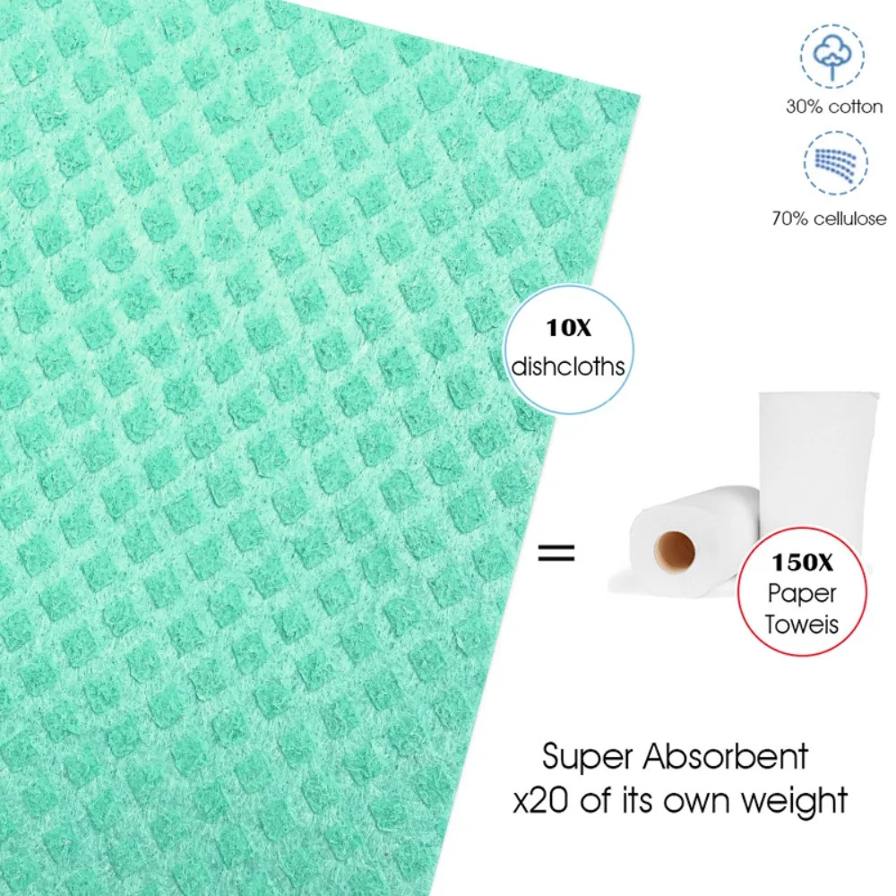 10Pcs Colorful Cellulose Sponge Cloth Flexibility Reusable Durable Cleaning Rag Square Ultra Absorbent Dish Towels Kitchen