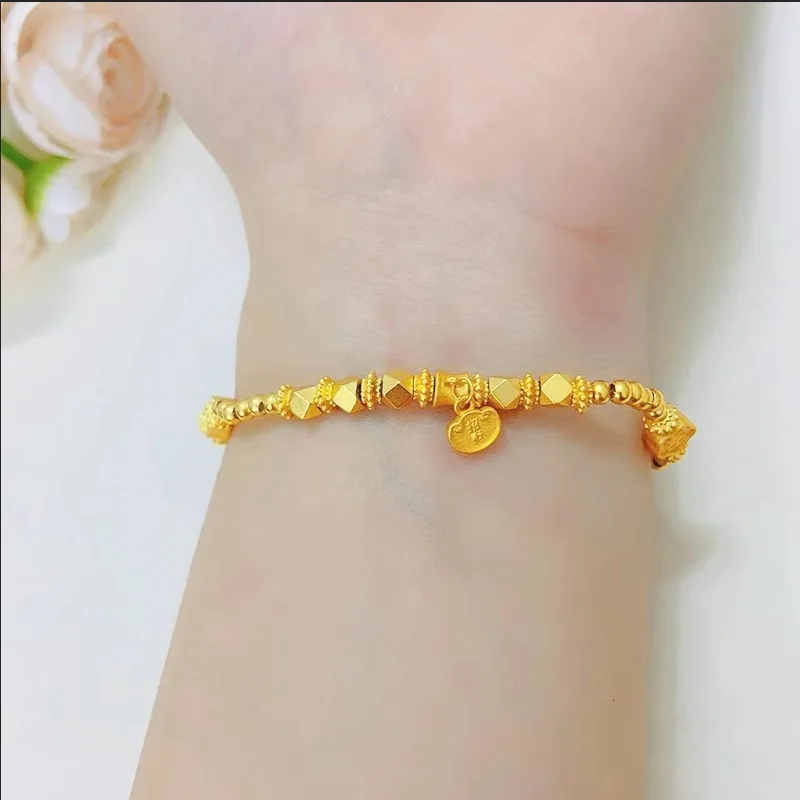Gold store 9999 24K real gold abacus bead bracelet design versatile high-end temperament high-end jewelry for your girlfriend