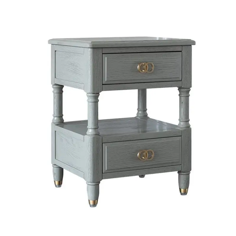 

Bedside table, high-end light luxury, gray bedside cabinet, gray solid wood, American bedside table, new small cabinet