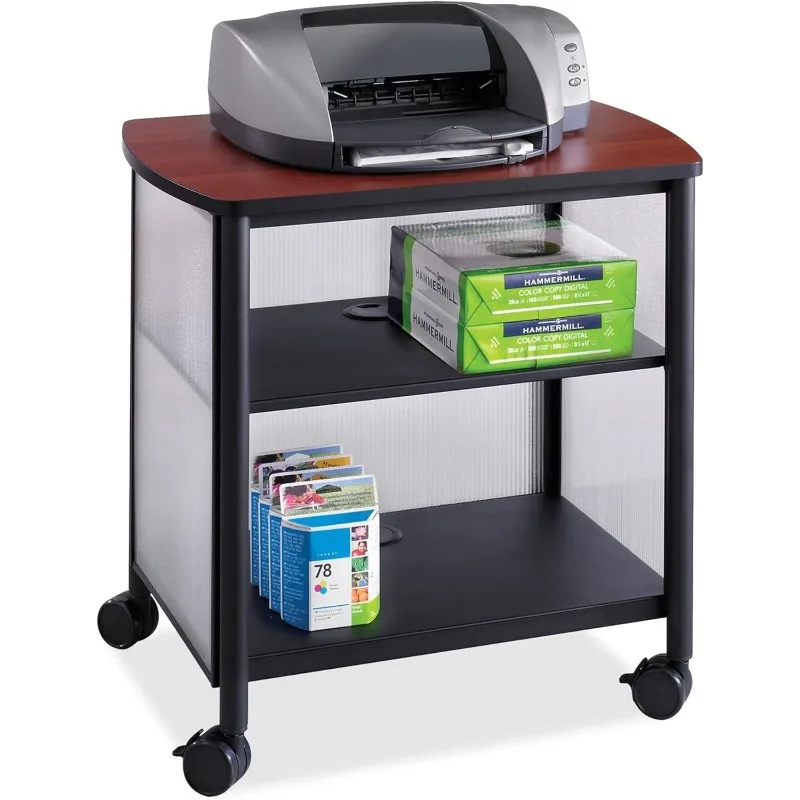 Products Impromptu Mobile Print Stand 1857BL, Cherry Top, Black Frame, 200 lbs. Capacity, Contemporary Design, Swivel Wheels