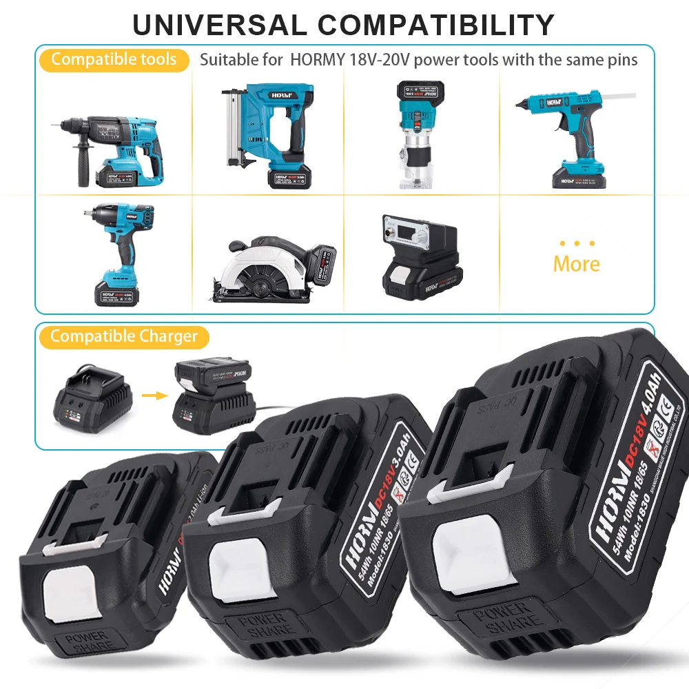 Rechargeable Lithium Battery Series 18V/21V Charger For Cordless Drill/Saw/Screwdriver/Wrench/Angle Grinder Brushless Power Tool