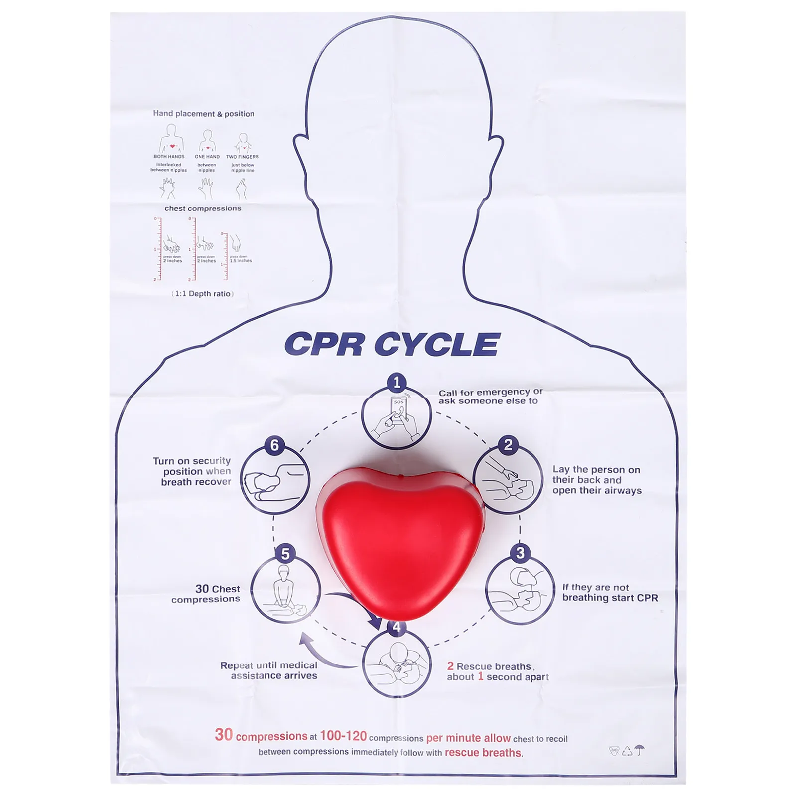 

1Set Cpr Heart Training Device Realistic Compression Feedback Visual Aid Hands-Only Cpr Practice Tool Nursing Student