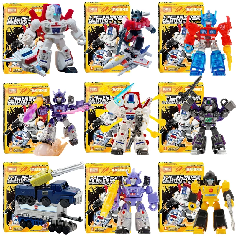 لعبة مجموعة Blokees Transformers Action Figure Optimus Prime Grimlock Defender Version Transformation Bumblebee Robot Collection