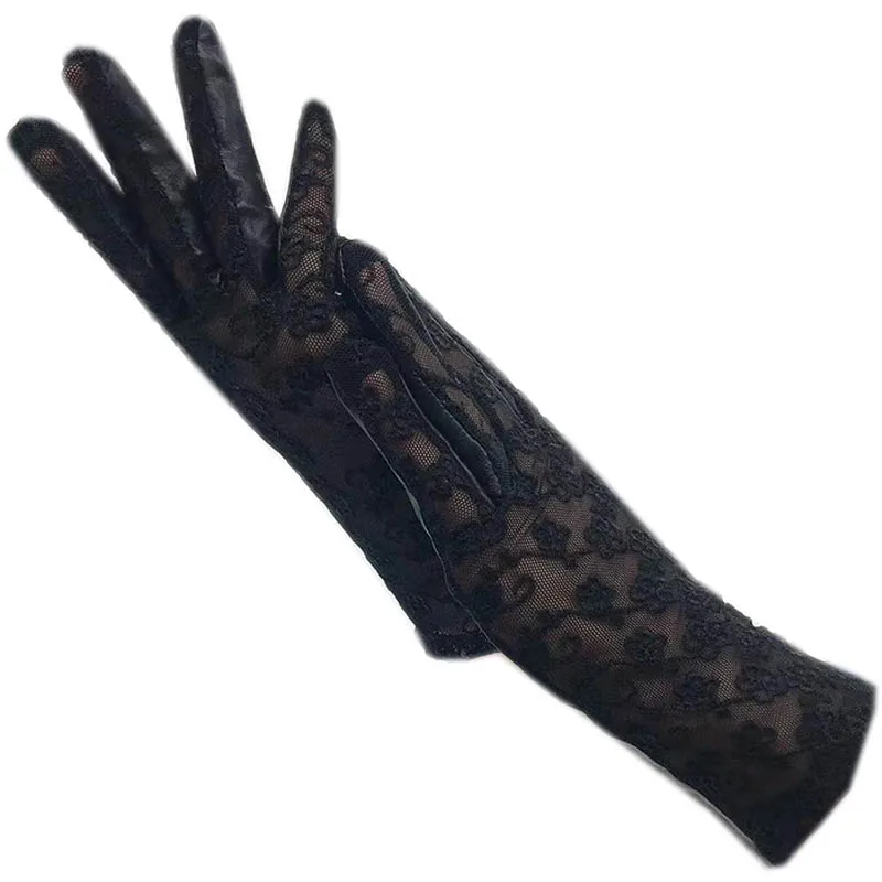 

Autumn women's leather fashion lace gloves AB new black leather unlined gloves Spring women's leather fashion wrist lace AB glov