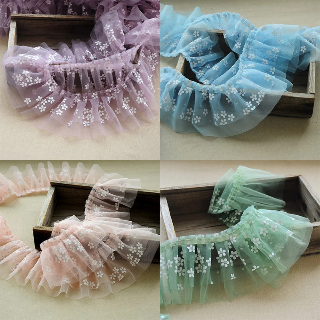 1 yard Width 3.93 inches point tulle lace trim,wrinkle mesh lace trim,lace for DIY dress,for child