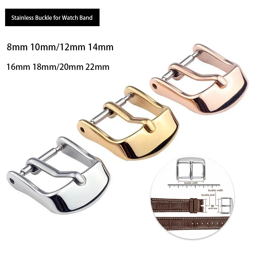 Stainless Steel Watch Band Buckle 8/10/12/14/16/18/20/22mm Watch Bracelet Polished Pin Clasp Buckle Strap Buckle Accessories