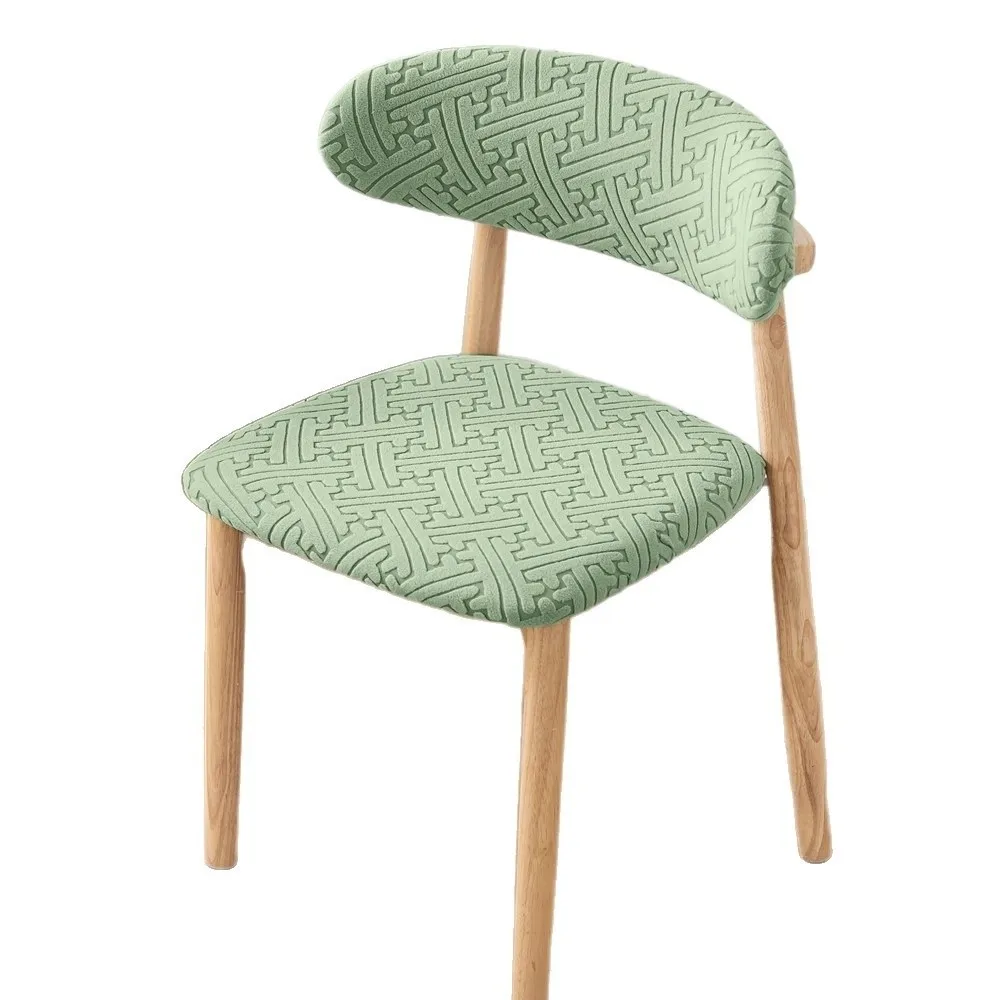 1 Set Curved Backrest Dining Chair Cover Split Type Elastic Chair Dust Protector Printing Pattern Backrest Protector Cove