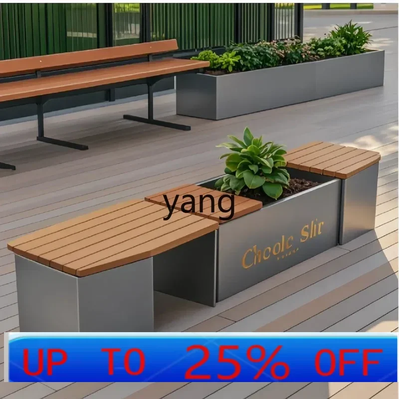 

LH outdoor flower box seat combination outdoor wrought iron stainless steel flower bed