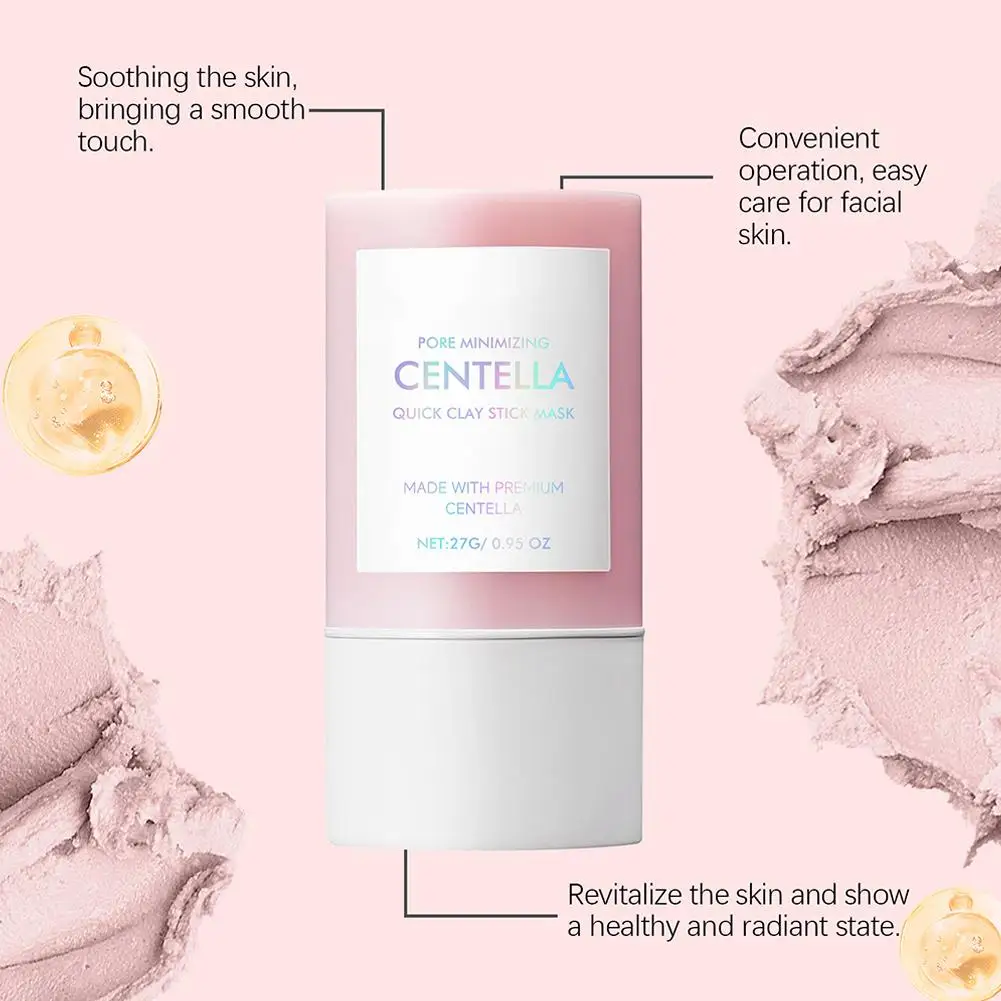 Centella Clay Stick Mask 27g Deep Hydration Pore Minimizing Soothing Brightening Facial Skin Care Fast Convenient Beauty Pink