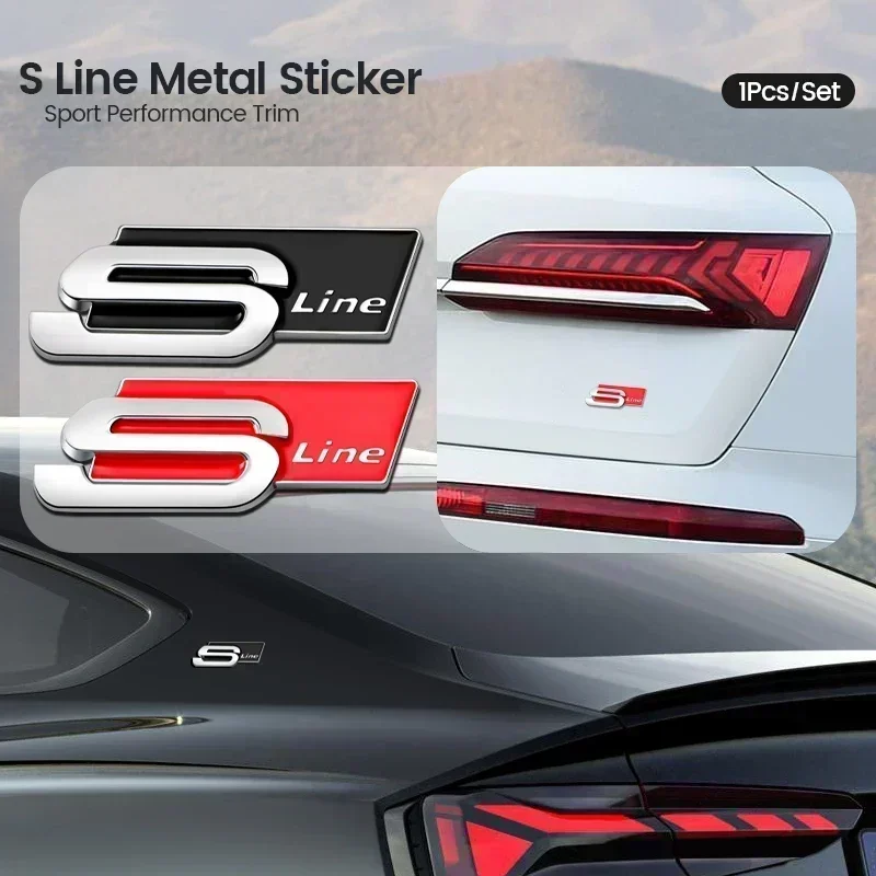 

Metal Car Side Fender Sticker Alloy Badge Auto Logo Rear Trunk Decals For Audi Sline RS A3 A4 A6 A5 Q5 A1 Q7 Q3 Q2 Q8 A7 A8 TT S