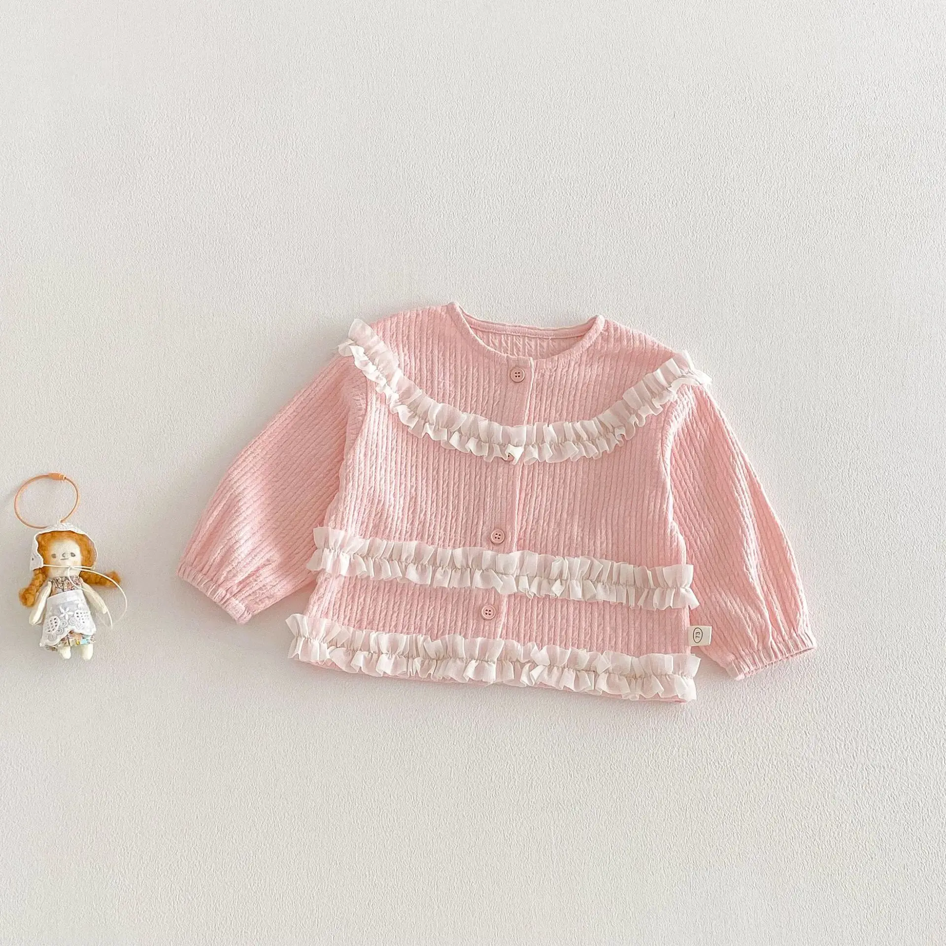 Immagine 7: Giacca in pizzo da ragazza 2026 Nuova primavera Design per bambini Senso Moda primaverile Trendy Baby Western Versione coreana Top a maniche lunghe