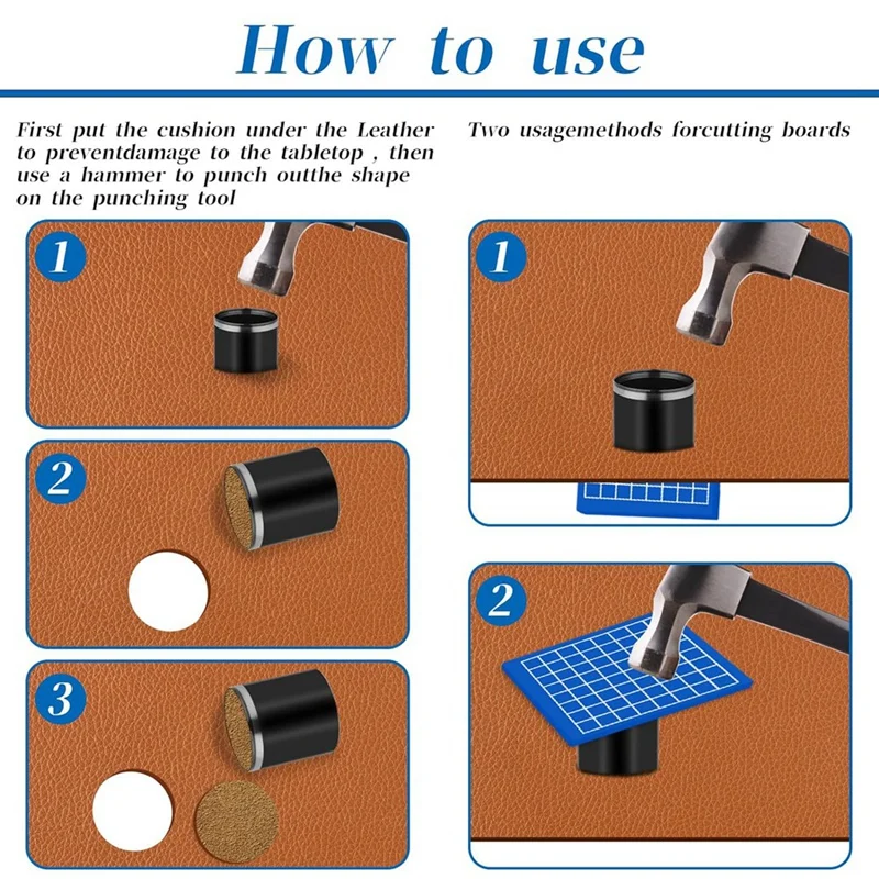 7 Sizes Hole Punch Set Leather Circle Cutter Tool Set Round Hole Punch 20Mm - 50Mm Hollow Punch Cutter Tool Set