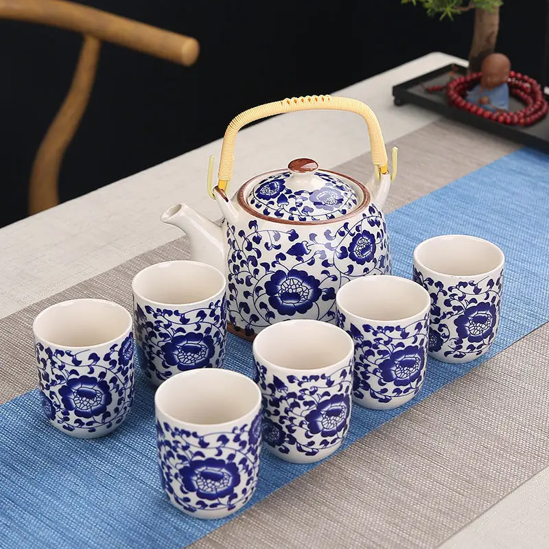 クリエイティブなお茶セット,6カップ,お茶セット,手作り,ティーポット,中国の磁器ギフト,ゴーニュフーフローラルティー,ティーウェア,オフィス旅行