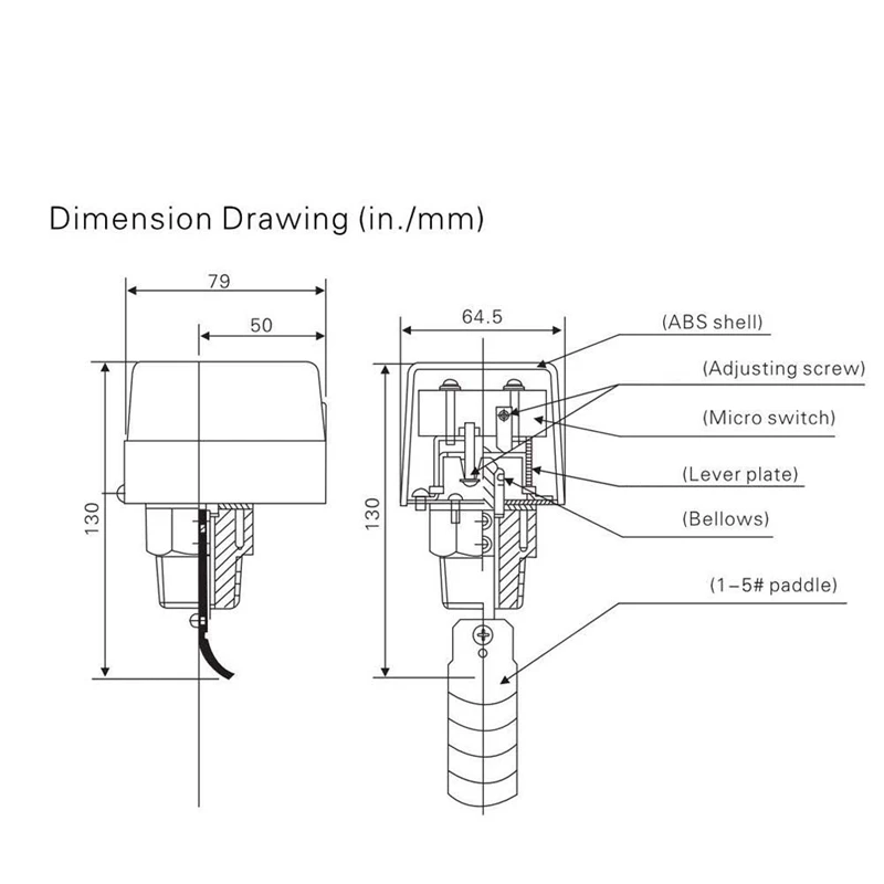 HFS-25 1Inch/DN25 Flow Switch, Liquid Water Flow Paddle Control Switch SPDT Contact 6-380V