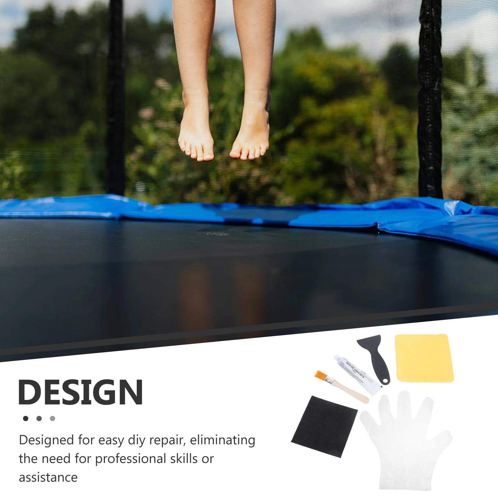 

1 Set Trampoline Repair Kit With Glue Scraper For Mat Hole Fixing Durable Patching Solution Compatible Square Round Beds Outdoor