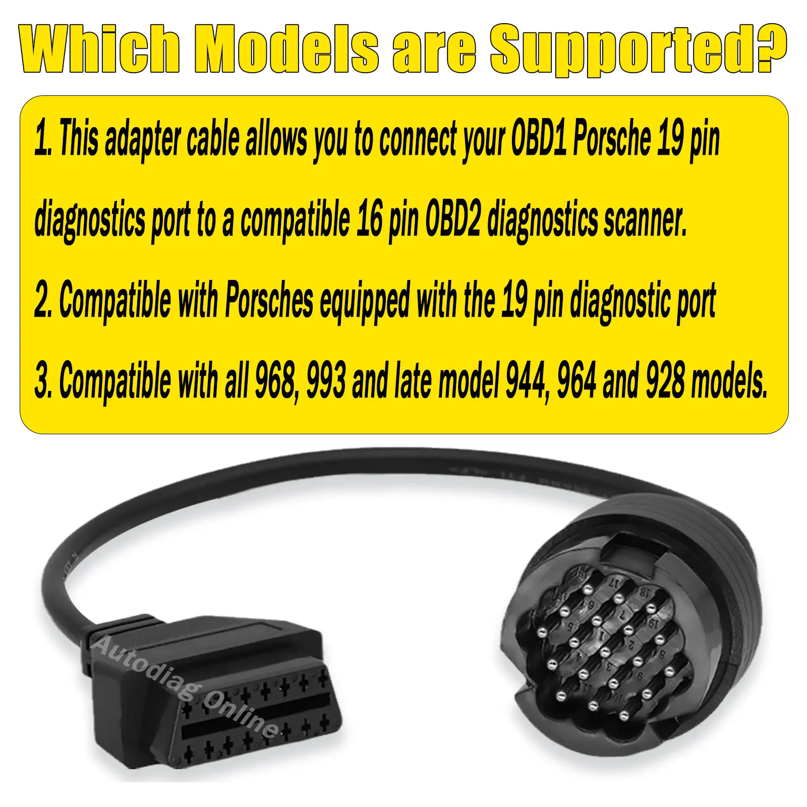 Для Porsche 911 Boxster Cayman Cayenne Macan Panamera 19-контактный диагностический кабель OBD2 19-контактный до 16-контактный диагностический соединительный кабель OBD2