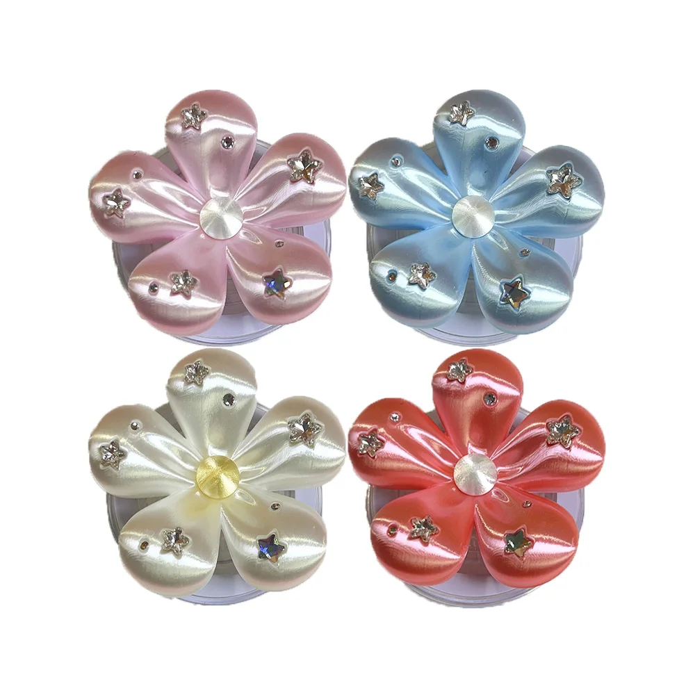 Magnetic 3D Flower Phone Pop Socket Kawaii Extendable Pop Grip Holder Cute Rhinestone Pop Stand Folding Kickstand Airbag Bracket