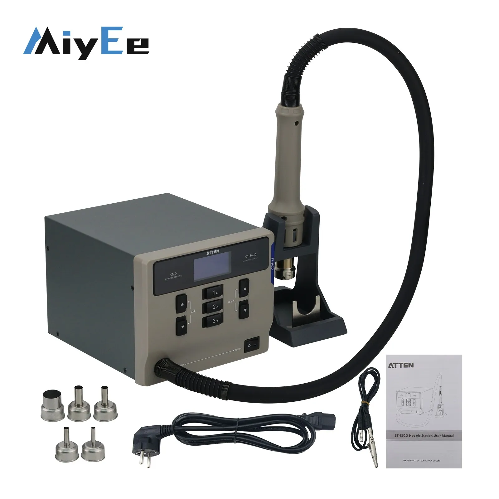 ATTEN ST-862D 1000W Hot Air Station Rework Station Desoldering Station Standard Version w/ 4 Nozzles