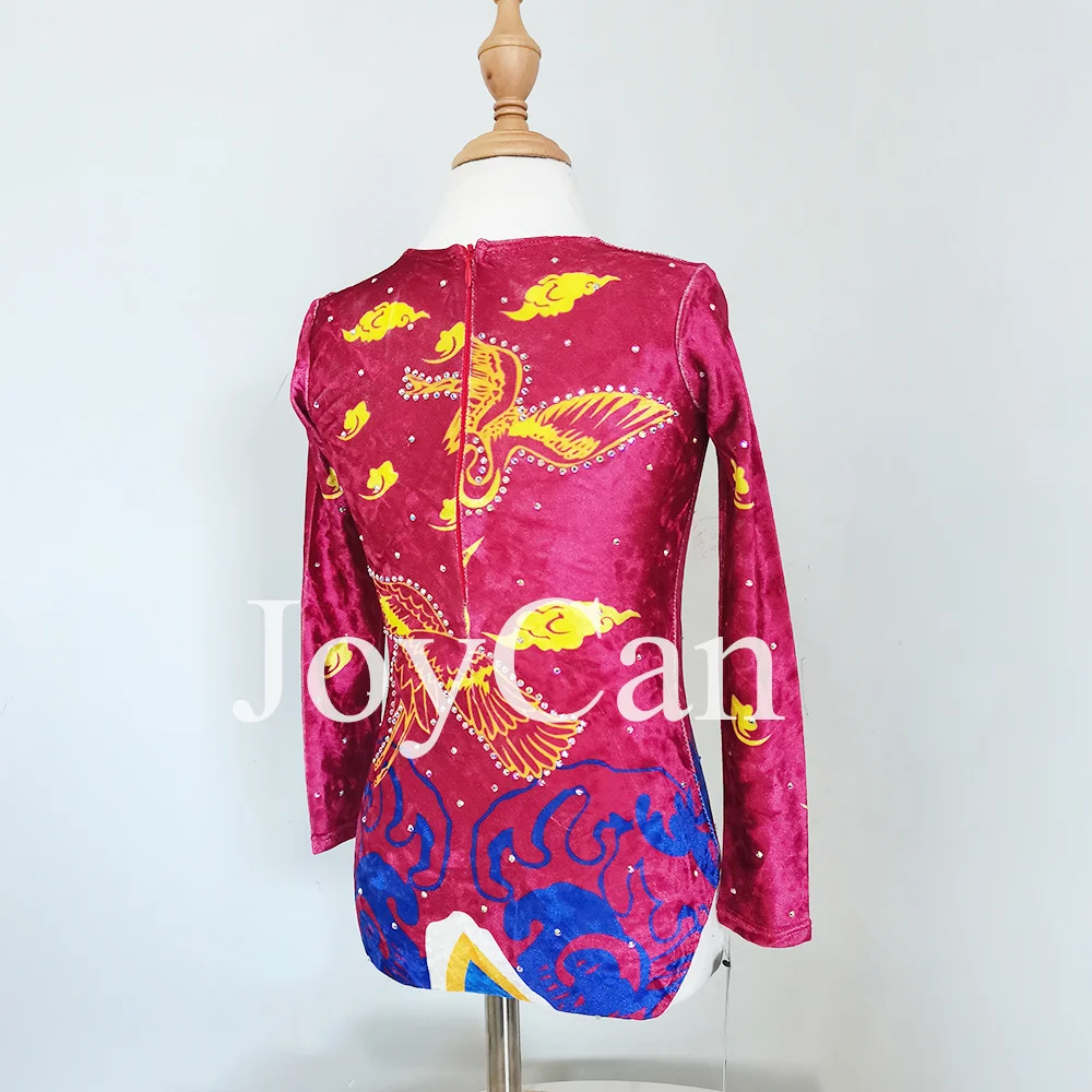 JoyCan-أحجار الراين ثياب جمباز للفتيات والنساء ، سباندكس ، ملابس رقص أنيقة ، أحمر ، منافسة