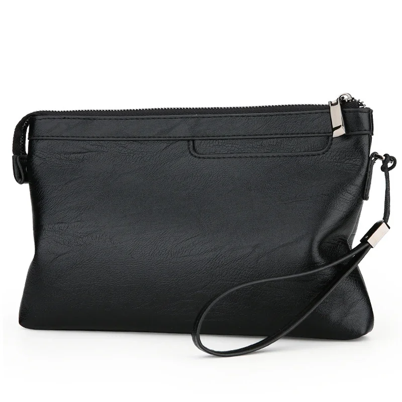 Pochette d'affaires en cuir PU pour hommes, design de marque de mode, sacs d'enveloppe, portefeuille de voyage décontracté, poche pour téléphone portable, haute qualité, notifications