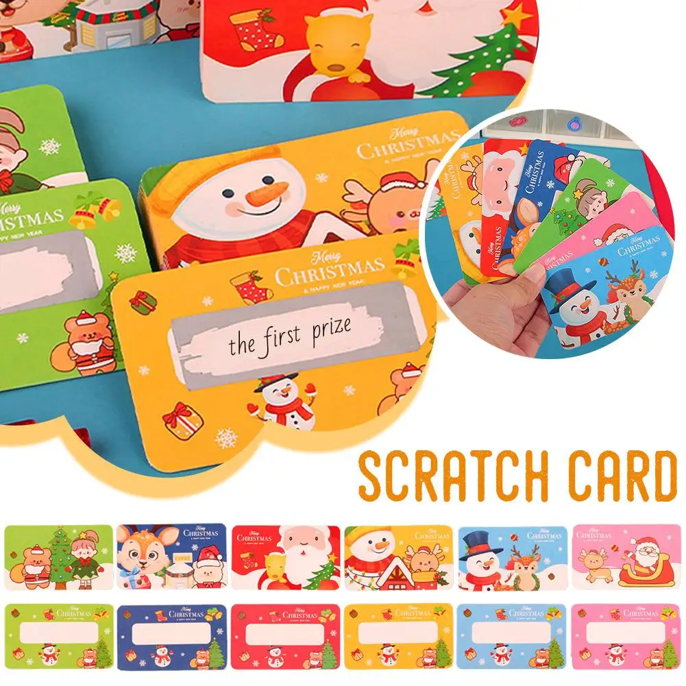 Cartoon Christmas Sticker Scratch Card Paper Child Interactive Handwritten Student Surprise Gifts Handwriting Pleasant Card Y2D9