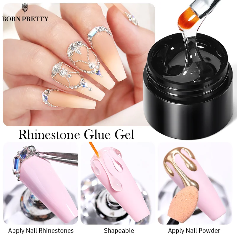 GEBOREN ZIEMLICH Strass Kleber Gel Nagellack 5g Für Falsche Nägel Glitter Power Schmuck Dekorationen Klebrige Gel Adhensive Maniküre