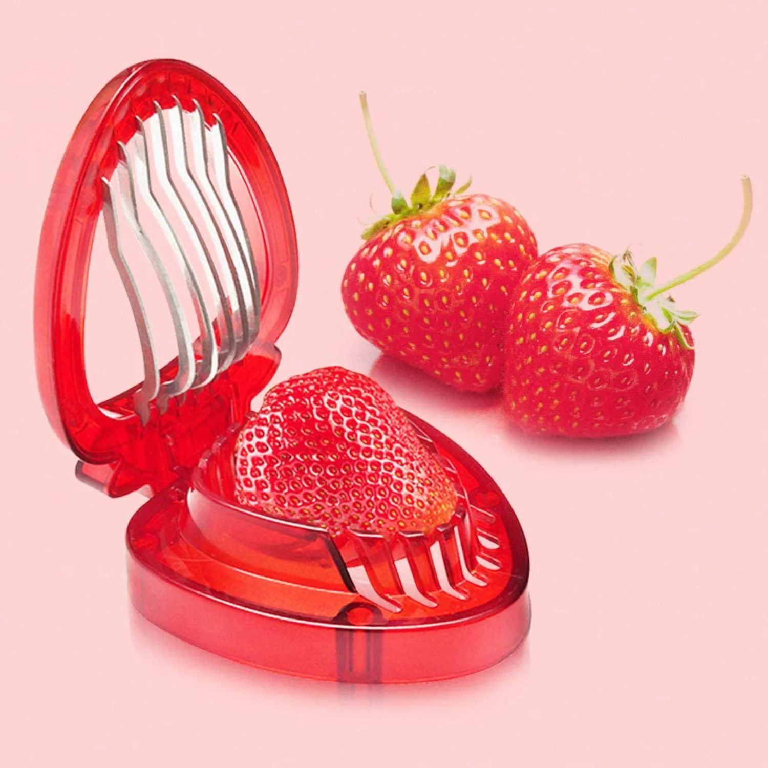 Strawberry Huller Remover and Slicer Set for Berry Leaves Corer Fruit Slicer Cutter Kitchen Gadgets Tool (2PCS)