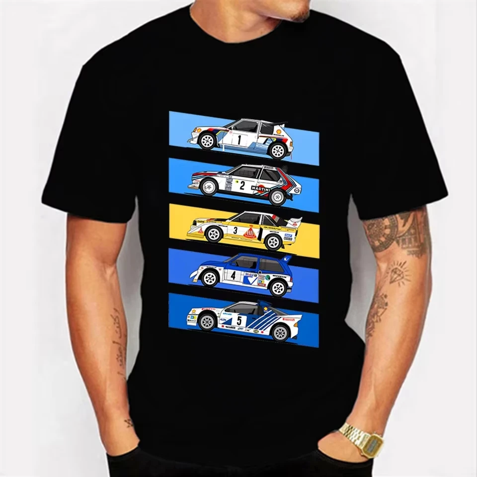 1986 Gruppe B Rallye-Autos Lustiges T-Shirt Mode Sommer Herren Kurzarm T-Shirts Schwarze Oberteile Hip-Hop Streetwear Camisetas