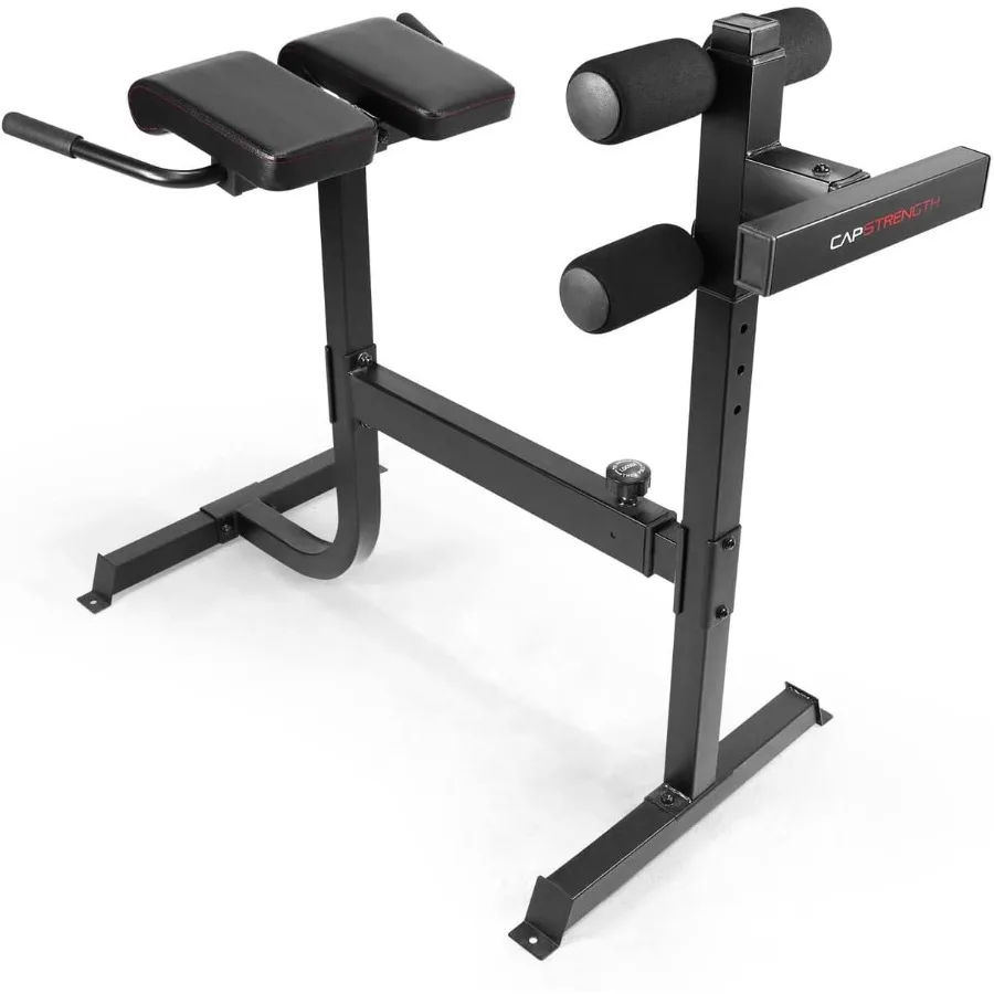 Silla Romana Ajustable de 45/90 Grados con Agarradera para Hiperextensión, Banco de Abdominales, Máquina Multifuncional para Espalda, Acero Negro, Fitness