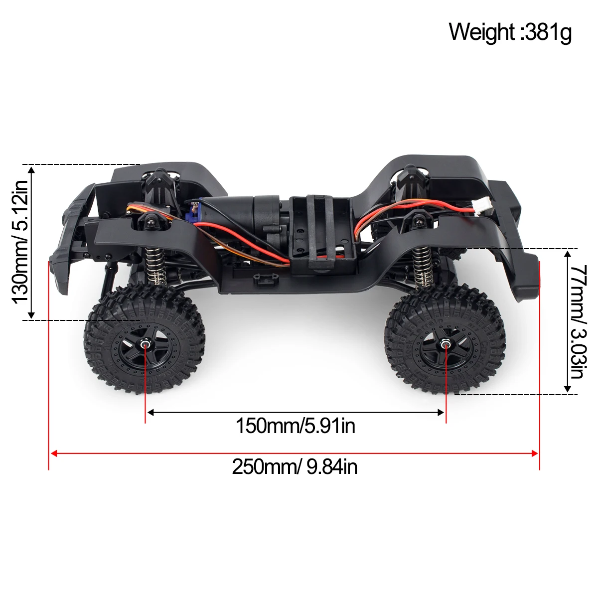 1-Speed/2-Speed Optional TRX4M 1/18 Chassis Set – 150mm WB, F/R Axles w/ Gearbox, Fits Bronco Defender AX-8560