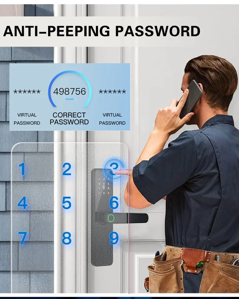 Tuya WiFi Smart Door Lock Biometric Fingerprint App Remote Unlocking Keyless Lock Electronic Door Lock
