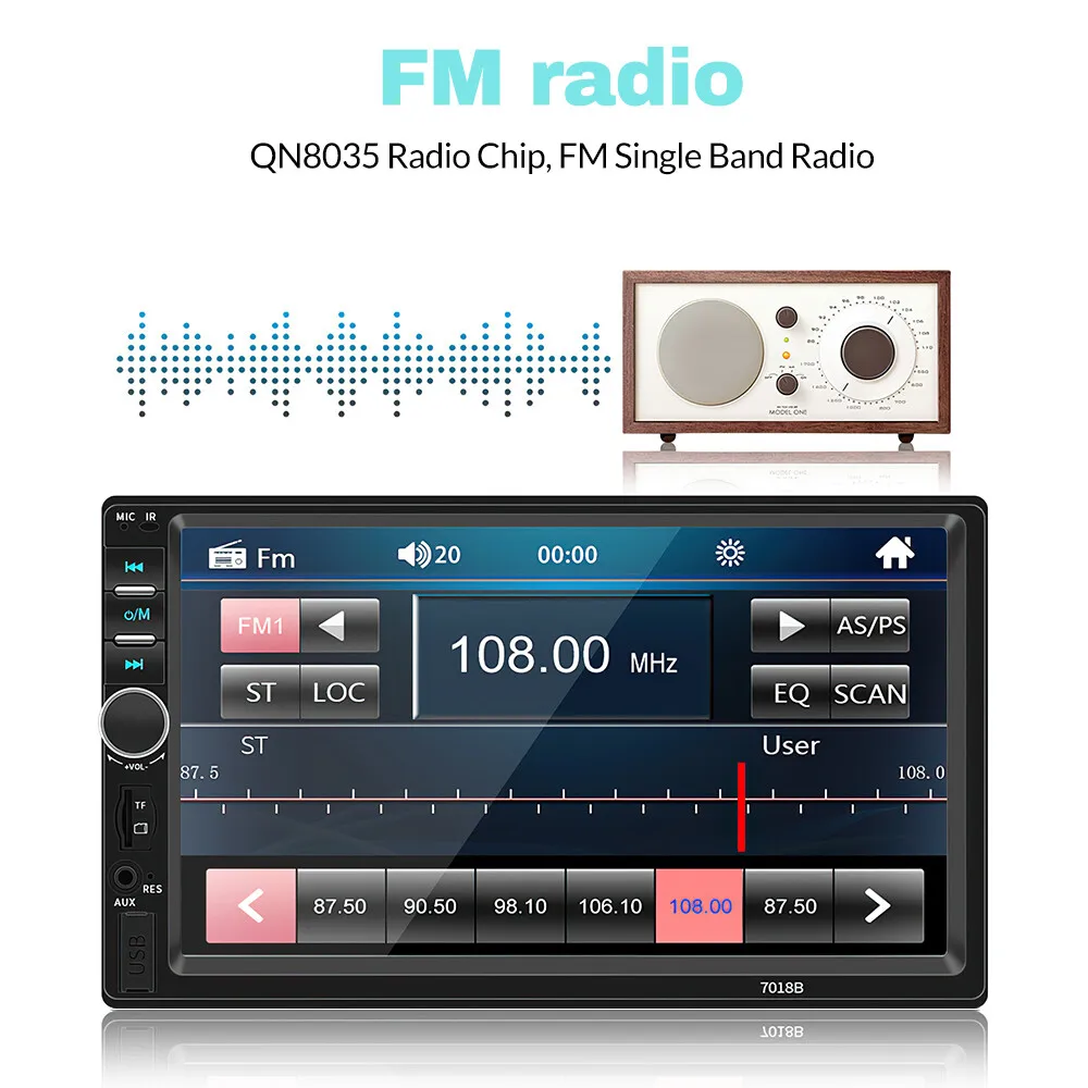 7" Car MP5 Player Double 2 DIN Bluetooth Touch Screen Stereo Radio With Camera view 4
