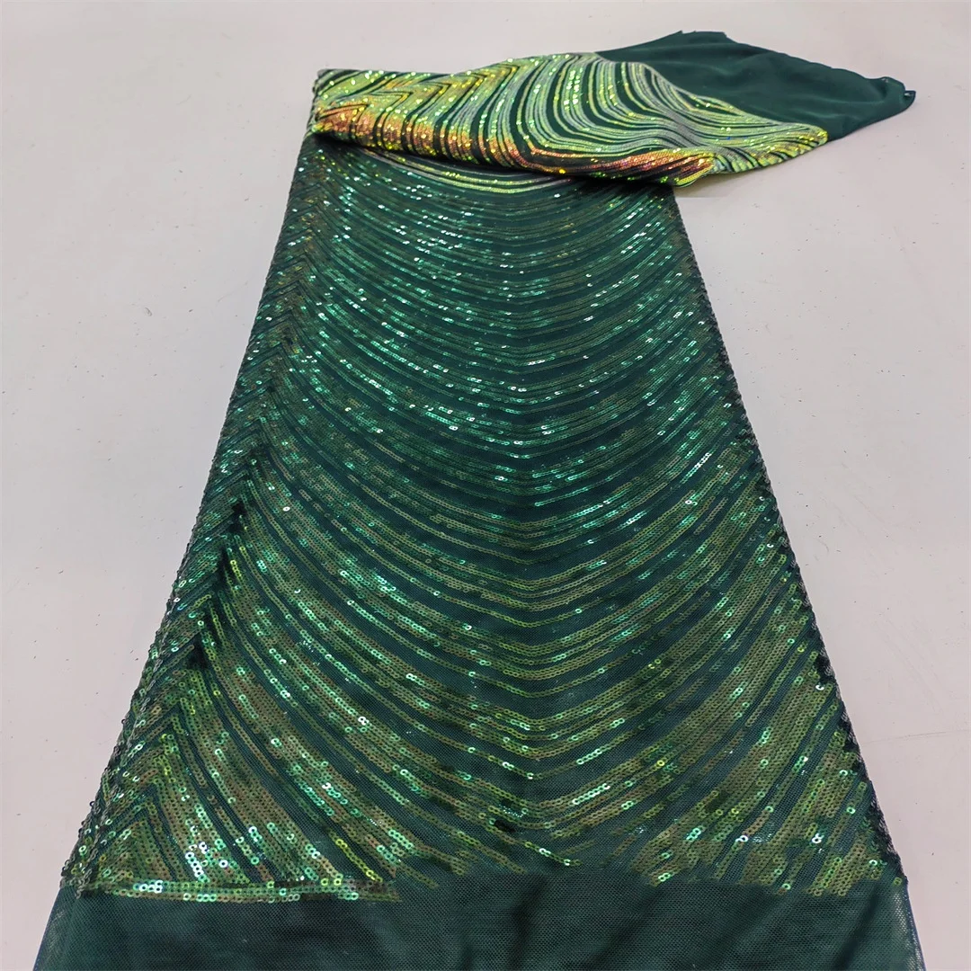 

9 Color Embroidered V Striped Iridescent Sequin Elastic Mesh Material Evening Dress Decor DIY Decoration Sparkle Lattice Fabric