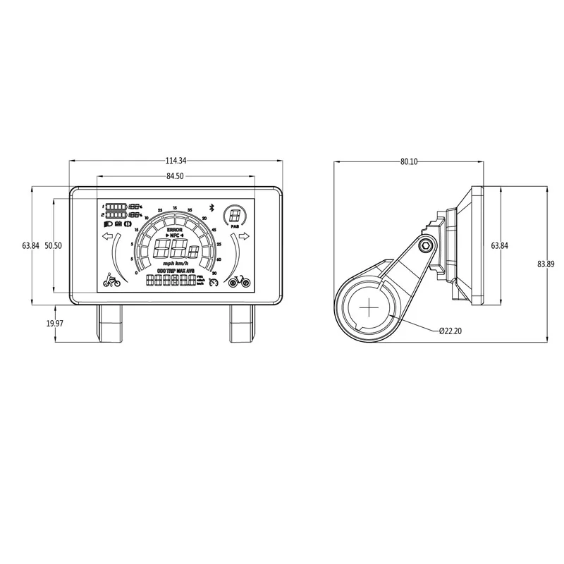 808 4-Inch LCD Display for E-Bike 24V-72V – with Light Sensor & NFC Keyless Start