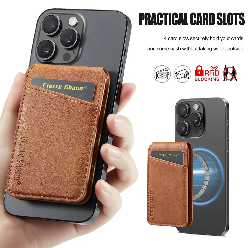 Unisex Card Holder - Faux Leather Magnetic Adsorption Card Box with Zipper Flip 3-Card Box Holder Compact, Secure And Stylish fo