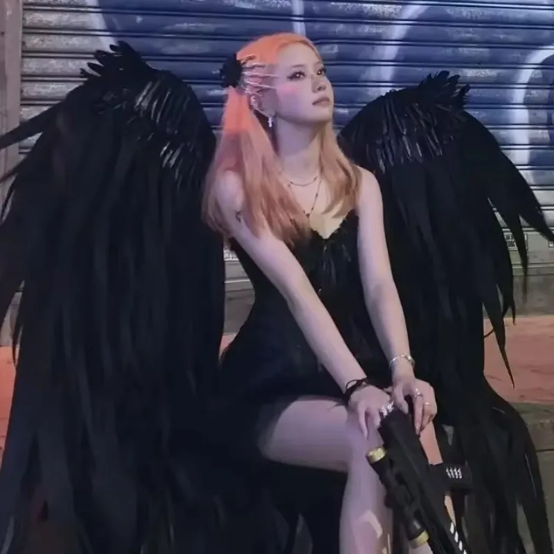 Black Wing Halloween Wings Model Catwalk Costume Super Wings Nightclub Performance Props Halloween Party Props