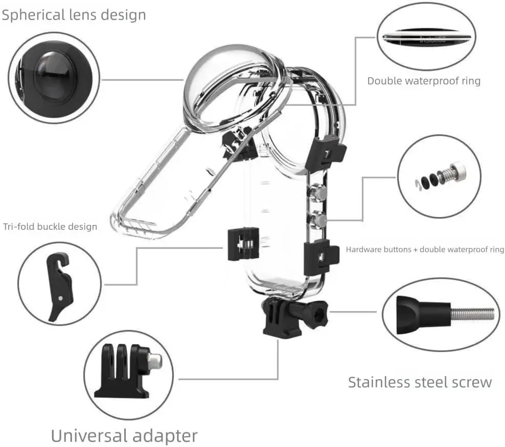 غير مرئية مقاوم للماء الإسكان شل صندوق 60 متر تحت الماء واقية الغوص الحال بالنسبة Insta 360X5 بانوراما كاميرا الملحقات