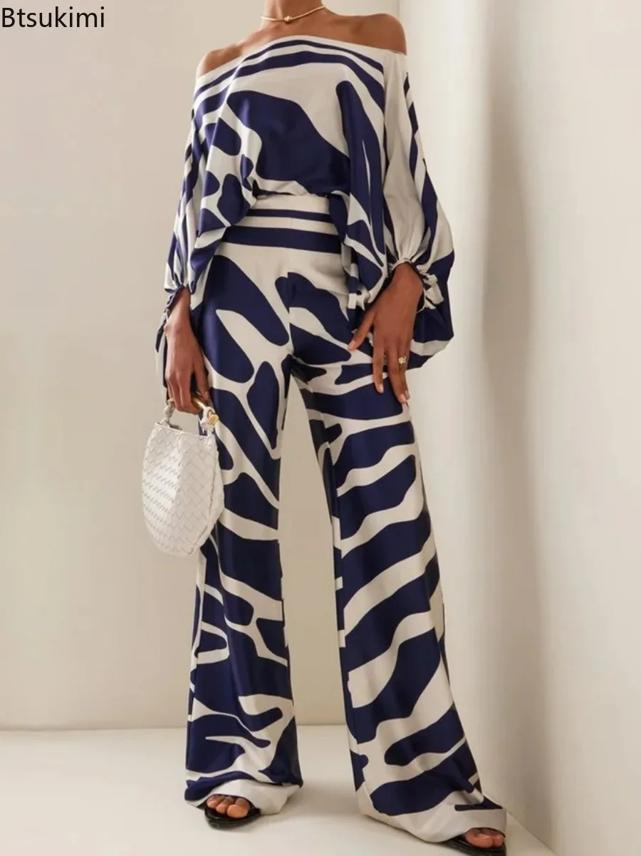 2024 Women's Two Piece Sets Africa Clothes African Dashiki Fashion Suit Top And Pants Suits Trousers Ropa Dama Party For Lady